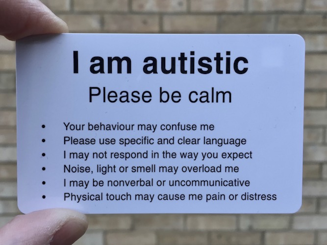 Autistic Hackney autism communications card - front
